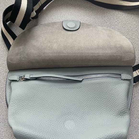 Christopher Kon Grey Pebbled Crossbody Leather Bag - Picture 7 of 16